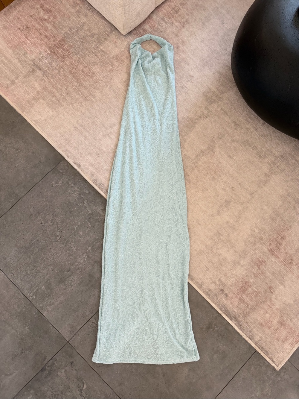 Seafoam-Blue Halter Maxi Dress